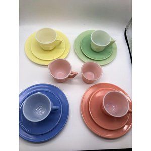 Vintage Hazel Atlas 1950's Pastel 14 Piece Tea Set